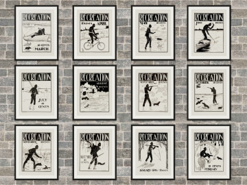 Sportsman and Dachshund, Vintage 1896, Print, Outdoor Sporting Activities, Hunting, Fishing,